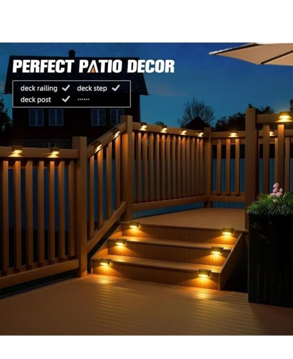 Solar Deck Lights Step Lights Outdoor Waterproof Led Solar Fence Lamp for Patio, Stairs,Garden Pathway, Step and Fences (Warm White) (Pack of 4)