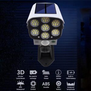 Solar Dummy Security Camera Light with Motion Sensor | Waterproof Solar Dummy Security Camera Light with Motion Sensor | Waterproof Outdoor LED Wall Lamp | Auto Day Off & Night On | 3 Lighting Modes for Home, Garage, Gate, Balcony and Garden Safety Illumination