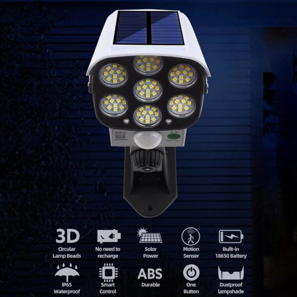 Solar Dummy Security Camera Light with Motion Sensor | Waterproof Solar Dummy Security Camera Light with Motion Sensor | Waterproof Outdoor LED Wall Lamp | Auto Day Off & Night On | 3 Lighting Modes for Home, Garage, Gate, Balcony and Garden Safety Illumination