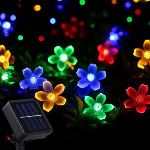 Solar Fairy Color String Light Inbuilt Rechargable Batery Waterproof 8 Solar Fairy Color String Light Inbuilt Rechargable Batery Waterproof 8 Mode Copper Wire for Indoor Outdoor Garden Yard Balcony Diwali Christmas Party & Led Light (75 Flower Multi-Colour)