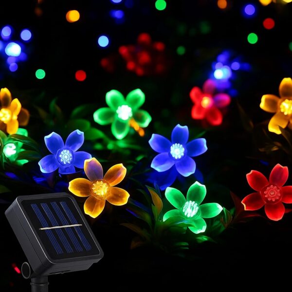 Solar Fairy Color String Light Inbuilt Rechargable Batery Waterproof 8 Solar Fairy Color String Light Inbuilt Rechargable Batery Waterproof 8 Mode Copper Wire for Indoor Outdoor Garden Yard Balcony Diwali Christmas Party & Led Light (75 Flower Multi-Colour)