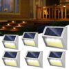 Solar Fence Lights - Solar Lights Outdoor Waterproof, Solar Powered Solar Fence Lights - Solar Lights Outdoor Waterproof, Solar Powered Outdoor Lights Deck Lights for Outside Garden Backyard Patio Yard Wall Stair Step Railing Post 3LED Lighting, Warm Light, 6 Pack