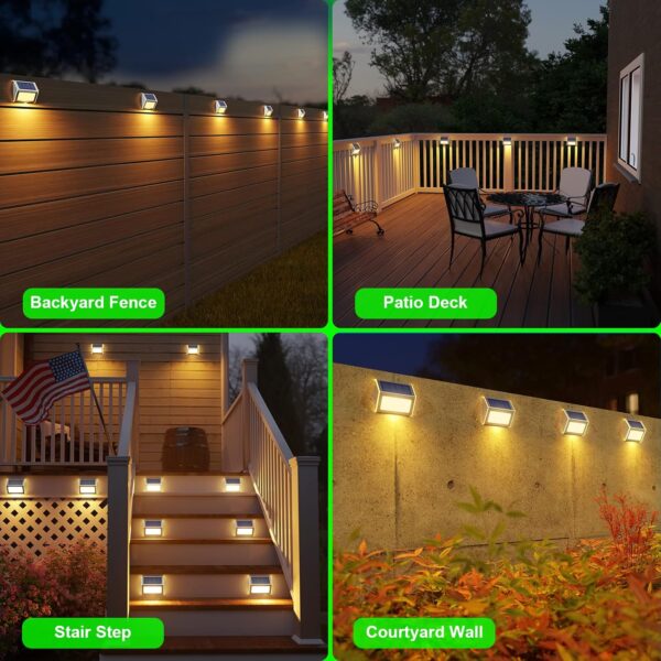 Solar-Fence-Lights-Solar-Lights-Outdoor-Waterproof-Solar-Powered-Outdoor-Lights-Deck-Lights-for-Outside-Garden-Backyard-Patio-Yard-Wall-Stair-Step-Railing-Post-3LED-Lighting-Warm-Light-6-Pack.jpg Solar Fence Lights - Solar Lights Outdoor Waterproof, Solar Powered Outdoor Lights Deck Lights for Outside Garden Backyard Patio Yard Wall Stair Step Railing Post 3LED Lighting, Warm Light, 6 Pack