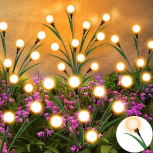 Solar Garden Lights, 8LED Solar Outdoor Lights, Firefly Lights for Patio Pathway Outdoor Decor, Big Bulb Base Solar Swaying Light path Led light-WARM YELLOW (5)