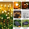 Solar Garden Lights, 8LED Solar Outdoor Lights, Firefly Lights for Patio Pathway Outdoor Decor, Big Bulb Base Solar Swaying Light path Led light-WARM YELLOW (5)