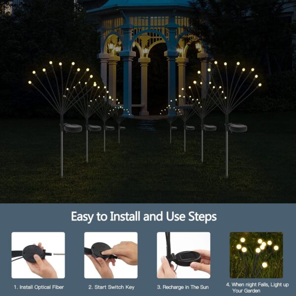 Solar Garden Lights New Upgrade Swing Lights Wind Swing Outdoor Lights Garden Patio Decor High Flexible Wire and Heavy Duty Bulb Base Warm White