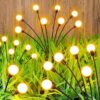 Solar Garden Lights Outdoor Waterproof, 4 Pack 8 LED Firefly Solar Garden Lights Outdoor Waterproof, 4 Pack 8 LED Firefly Lights Solar Outdoor, Solar Outdoor Lights Pathway Decorative, Outdoor Solar Lights for Yard, Solar Fairy Lights Garden Decor(Warm White)