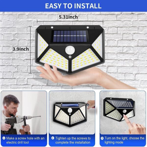 Solar Interaction Wall Lamp Solar Out Door Powered Motion Sensor Solar Interaction Wall Lamp Solar Out Door Powered Motion Sensor Interaction Garden Wall 100 Led Lamp 3 Modes, Waterproof with Wide Angle Lighting (Pack of 5)