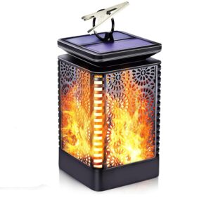 Solar Lantern Lights Dancing Flame Waterproof Outdoor Hanging Lantern Solar Powered Umbrella Led Night Lights Auto on Off Landscape Decorative for Garden Patio Deck Yard Path 1 Pack