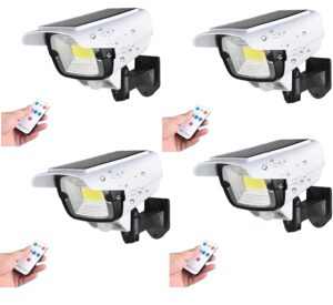 Solar Light Outdoor 77 Led Motion Sensor Security Camera Shaped Wall Solar Lamp,Waterproof, Rotatable for Home, Outdoor, Garden, Balcony, and Patio with Remote Control. (Pack of 4)