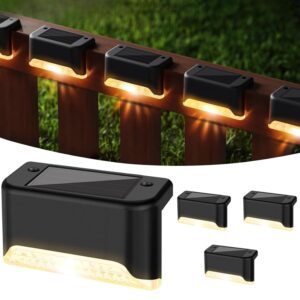 Solar Light Outdoor Garden Home Deck Stair Step Lights, Led Waterproof Balcony Solar Powered Deck Lights for Wall Fence Gate Terrace Decoration (4, Regular)