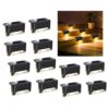 Solar Light Outdoor Garden Waterproof Stair Deck Pool Patio Fence Solar Light Outdoor Garden Waterproof Stair Deck Pool Patio Fence Gate Yard Floor Step Railing Window Balcony Sunlight Pathway/Warm Yellow (12)