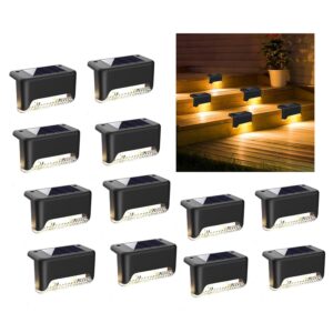 Solar Light Outdoor Garden Waterproof Stair Deck Pool Patio Fence Solar Light Outdoor Garden Waterproof Stair Deck Pool Patio Fence Gate Yard Floor Step Railing Window Balcony Sunlight Pathway/Warm Yellow (12)