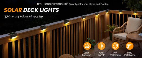 Solar Light for Outdoor Garden Home Balcony Solar Powered Automatic Waterproof Lights for Deck Steps Stair Fence Wall Terrace Decorative - Yellow Shade (12)