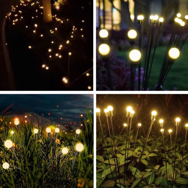 Solar Light for Outdoor Garden and Home, Waterproof Firefly Lights Decor for Solar Balcony, Plant, Pot, Decoration Light Perfect Garden Decor and Great Gifts -Warm Yellow (3)