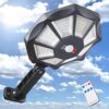 Solar Lights Outdoor, Flood Light Dusk to Dawn, Waterproof Parking Lot Lights with Motion Sensor, Solar Powered Outdoor Lights for Yard, Garden, Street, Street Light with Remote for Parking