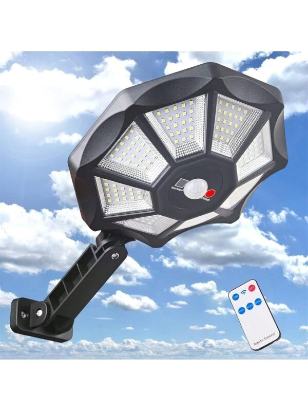 Solar Lights Outdoor, Flood Light Dusk to Dawn, Waterproof Parking Lot Lights with Motion Sensor, Solar Powered Outdoor Lights for Yard, Garden, Street, Street Light with Remote for Parking
