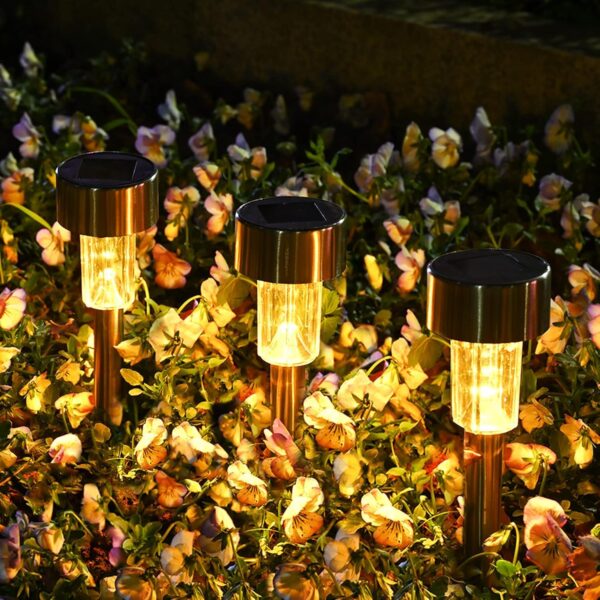 Solar Lights Outdoor, Stainless Steel LED Landscape Lighting Solar Powered Outdoor Lights Solar Garden Lights for Pathway, Walkway, Patio, Yard, Lawn (10)