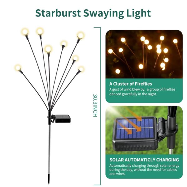 Solar Lights Outdoor Waterproof, 2 Packs 16LED, Solar Garden, Patio, Garden Decor, Patio Decor, Firefly Outdoor, Unique Gifts for Women, Gifts for Grandma