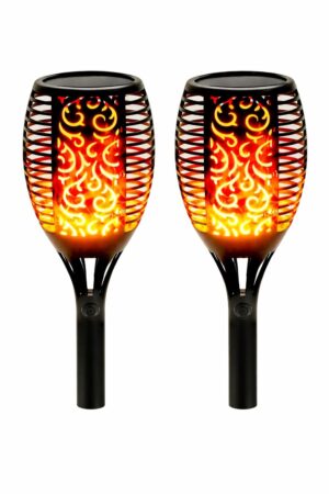 Solar Mashal Light Outdoor Waterproof | Dancing Flame Fire Torch Solar Mashal Light Outdoor Waterproof | Dancing Flame Fire Torch 12 LED | Auto On/Off Dusk to Dawn | Solar Garden Lights for Lawn, Pathway, Balcony & Landscape | Warm Yellow | Large Pack of 2
