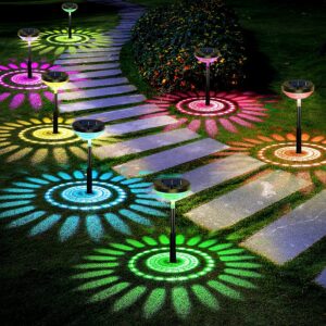 Solar Pathway Lights Color Changing 2 Pack, RGB Waterproof Solar Solar Pathway Lights Color Changing 2 Pack, RGB Waterproof Solar Outdoor Lights, Bright LED Landscape Path Lighting Decoration for Walkway Yard Garden Lawn Patio