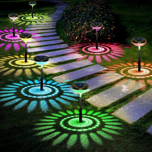 Solar Pathway Lights Color Changing 2 Pack, RGB Waterproof Solar Solar Pathway Lights Color Changing 2 Pack, RGB Waterproof Solar Outdoor Lights, Bright LED Landscape Path Lighting Decoration for Walkway Yard Garden Lawn Patio