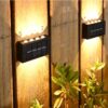 Solar Step Lights, Solar Outdoor Lights, Waterproof Solar Powered Deck 4 LED Lights for Stair, Railings, Fence, Yard, Patio, Pathway, Garden Patio Pool Decorations (Warm White) (2)