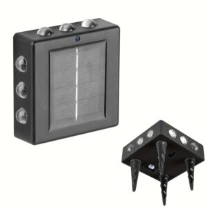 Solar Wall Light waterprof Motion Sensor Light Modern Design Light for Your Decorate Balcony,Garden,entryway,Back Yard ..(Warm Yellow) (4 Way, 4)