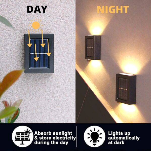 Solar Wall Lights Small Fence Lights Solar Powered Up Down LED Porch Light Luces Solares para Exteriores Garden Lights Outdoor Solar Landscape Lights Water (Pack of 1) (LIGHHT)