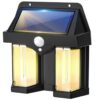 Solar Wall Lights Wireless Solar Outdoor Lights with 3 Modes Solar Porch Lights for Yard, Patio, Driveway, Garden, Fence Lamp (2 Flam Solar Wall Light)