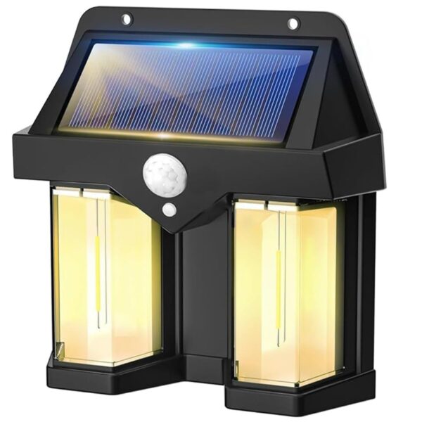 Solar Wall Lights Wireless Solar Outdoor Lights with 3 Modes Solar Porch Lights for Yard, Patio, Driveway, Garden, Fence Lamp (2 Flam Solar Wall Light)