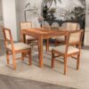 Solid Wood Cane 4 Seater Dining Table Set | Four Seater Dining Table with 4 Cushions Chairs for Dining Room | 4 Seater Dining Set for Hotel Restaurant | Sheesham, G-Honey
