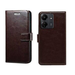 Solimo Flip for Redmi 13c (Faux Leather_Brown)