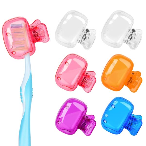 Solitude 6 Pcs Plastic Toothbrush Cap Protectors, Portable Hygiene Covers for Travel, Case for Easy Carrying, Bathroom, Camping, School, Work (Multicolor)