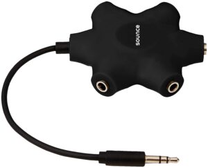 Sounce 5-Way Multi Headphone Audio Splitter Aux Adapter Connector Multi Headphone, 3.5mm Audio Stereo Splitter Cable, 1 Male to 5 Port Female Earphone Headset Adapter, Black (5WAYAUX)