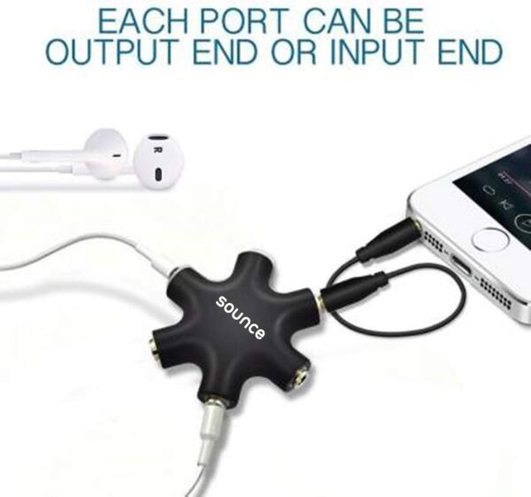 Sounce-5-Way-Multi-Headphone-Audio-Splitter-Aux-Adapter-Connector-Multi-Headphone-3.5mm-Audio-Stereo-Splitter-Cable-1-Male-to-5-Port-Female-Earphone-Headset-Adapter-Black-5WAYAUX.jpg Sounce 5-Way Multi Headphone Audio Splitter Aux Adapter Connector Multi Headphone, 3.5mm Audio Stereo Splitter Cable, 1 Male to 5 Port Female Earphone Headset Adapter, Black (5WAYAUX)