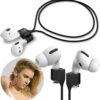 Sounce Anti-Lost Magnetic String Silicone Cable Strap for Apple Airpods 3rd Gen, Airpods 1 & 2, Airpods Pro Soft Neck Rope Cord - Black
