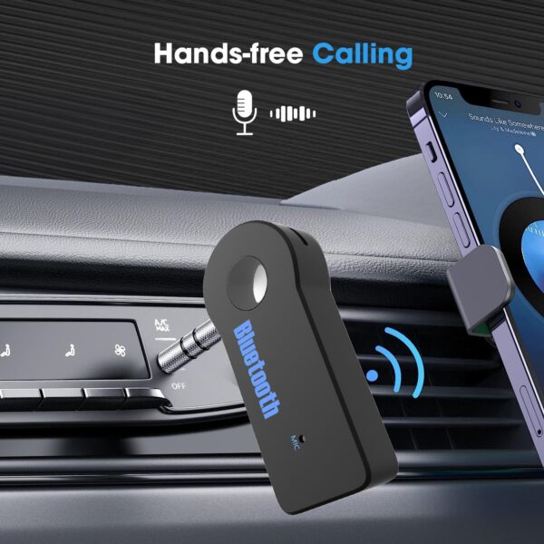 Sounce Bluetooth Receiver/Hands-Free Car Kit, Portable 3.5mm Bluetooth Aux Adapter Wireless Music Streaming for Home, Car Audio System, Headphone, Speaker (Bluetooth 4.2, A2DP, 40 FT Range)
