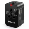 Sounce WorldMate 80W Universal Travel Adapter All in One International Sounce WorldMate 80W Universal Travel Adapter All in One International Travel Plug for 150+ Countries (US/UK/EU/AU), Dual USB 2.4A Fast Charging, Built-in Safety Fuse, Compact Worldwide Charger