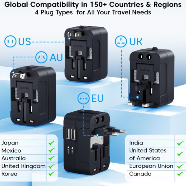 Sounce-WorldMate-80W-Universal-Travel-Adapter-All-in-One-International-Travel-Plug-for-150-Countries-USUKEUAU-Dual-USB-2.4A-Fast-Charging-Built-in-Safety-Fuse-Compact-Worldwide-Charger.jpg Sounce WorldMate 80W Universal Travel Adapter All in One International Travel Plug for 150+ Countries (US/UK/EU/AU), Dual USB 2.4A Fast Charging, Built-in Safety Fuse, Compact Worldwide Charger