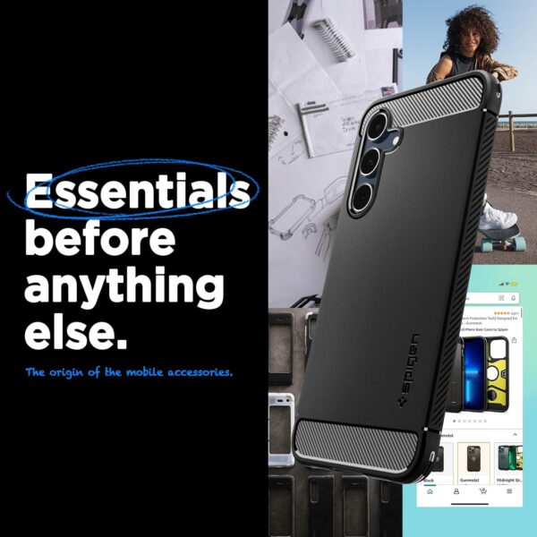 Spigen Rugged Armor | Samsung Galaxy A55 5G Case [Air Cushion Protection] [Flexible] Galaxy A55 5G Back Cover | TPU - Matte Black
