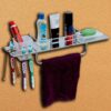 Squaro Premium Stainless Steel 5 In 1 Multipurpose Shelf/Shelves/Towel Rod Hanger/Tumber Holder/Toothbrush Stand/Soap Dish/All In One Bathroom Accessories (18 Inch)