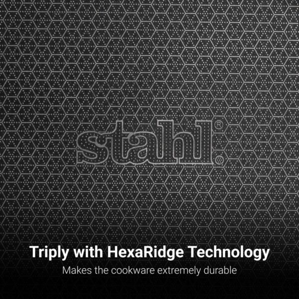 Stahl-Artisan-Hybrid-0.9-L-18-cm-Triply-Frying-Pan-Induction-Gas-Stove-Compatible-Honeycomb-Non-Stick-Fry-Pan-Metal-Spoon-Friendly.jpg Stahl Artisan Hybrid 0.9 L, 18 cm Triply Frying Pan | Induction & Gas Stove Compatible | Honeycomb Non Stick Fry Pan, Metal Spoon Friendly