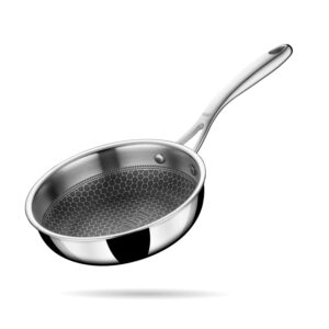 Stahl Artisan Hybrid 0.9 L, 18 cm Triply Frying Pan | Induction & Gas Stove Compatible | Honeycomb Non Stick Fry Pan, Metal Spoon Friendly