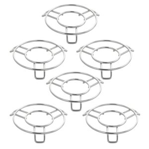Stainless Steel Hot Pot Stand for Kitchen (Pack of 6) | Trivets for Hot Pots and Vessels, Heat Damage Protection for Counter Tops | Round Table Ring Heat Resistant Steel Stand for Hot Utensils