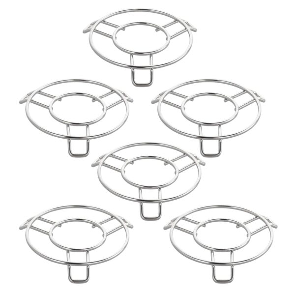 Stainless Steel Hot Pot Stand for Kitchen (Pack of 6) | Trivets for Hot Pots and Vessels, Heat Damage Protection for Counter Tops | Round Table Ring Heat Resistant Steel Stand for Hot Utensils