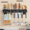 Stainless Steel Kitchen Kitchen Shelf Wall Mount Knife Holder,Towel Hanger, Spatula Ladle Hanging Hooks, Cutlery Holder Storage Rack High Grade Metal Multi-Purpose40 X 5.5 X 7.4 Cm