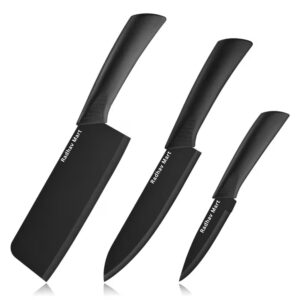 Stainless Steel Kitchen Knife Set | 3 Pieces Professional Chef & Meat Knife Set with Non-Slip Ergonomic Handle | High Carbon Sharp Kitchen Knives for Home Kitchen