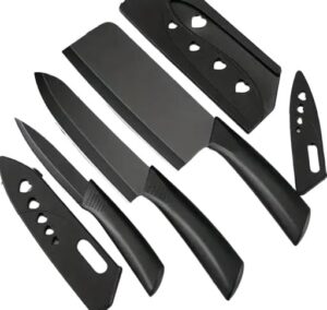 Stainless Steel Kitchen Knife Set, Meat Knife, Professional Chef’s Knife Set, Sharp Blade with Ergonomic Handle for Home Kitchen and Restaurant (Pack of 3)(Black) AAD-P556