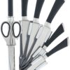 Stainless Steel Kitchen Knife Set with Rotating Black Stand & Stainless Steel Kitchen Knife Set with Rotating Black Stand & 7 Piece Professional Kitchen Knife Set Rotating Holder Precision Sharp Chef Knives